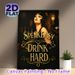 Speakeasy Themed Painting Poster, Vintage Art Deco Style Poster, Elegant Flapper Lady With Classic "Speakeasy Drink Hard" Typography, Retro_maomaolike.com