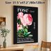 Rose Dictionary Style Painting Poster, Vintage Realistic Pink Rose With Typography Dark Background Poster, Elegant Floral Wall Decor Ideal For Living_maomaolike.com