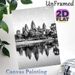Angkor Wat Themed Painting Poster, Vintage Monochrome Historic Temple With Water Reflection Poster, Brings Cultural Sophistication To Living Room_maomaolike.com