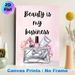 Beauty & Makeup Themed Painting Poster, Sparkly Pink Glamorous Cosmetic & Handbag Scene Poster, Motivational Quote Design Ideal For Beauty Salon_maomaolike.com