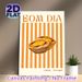 Portuguese Clam Themed Painting Poster, Warm-toned Retro Striped Poster, Features "Bom Dia" Text & Lisbon Vibe, Adds Cozy Regional Charm For Kitchen_maomaolike.com
