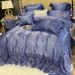 Precision Silk Cotton Satin Four-Piece French Lace Bedding Gray Purple Bed Cover Eight-Piece Set_maomaolike.com