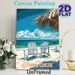 Turks & Caicos Beach Painting Poster, Vibrant Retro Travel Style Poster, Relaxing Coastal Scene With Beach Chairs, Ideal For Bedroom, Living Room Or_maomaolike.com