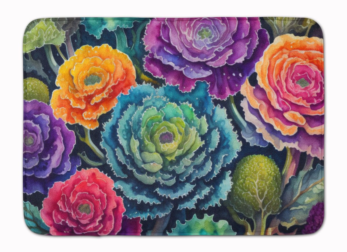 Ornamental Kale In Color Memory Foam Kitchen Mat Machine Washable Anti-Fatigue Mat Cushion Comfort Bath Mat Or Kitchen Rug_maomaolike.com
