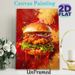 Crispy Chicken Burger Painting Poster, Vibrant Impasto-style Burger Poster, Bold Color-saturated Design Ideal For Diners, Kitchens And Food-themed_maomaolike.com