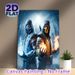Ninja Warrior Painting Poster, Mysterious Dark Fantasy Style Poster, Hooded Warriors With Ice And Fire Powers In Snowy Forest, Striking Wall Decor For_maomaolike.com