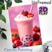 Strawberry Boba Milk Tea Painting Poster, Vibrant Luscious Beverage Art Poster, Eye-catching Food-themed Decor Idea For Café, Kitchen And Dining Area_maomaolike.com