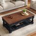 Retro Lift-Top Coffee Table With Storage For Living Room, Hidden Compartment & Lower Shelf, Espresso & Weathered Black Finish_maomaolike.com