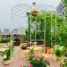 Metal Garden Arch Iron Garden Arbors Gazebo Dia 81.3'' X 114.2'' High Birdcage Shape Pergola Pavilion For Wedding Ceremony Cream White_maomaolike.com