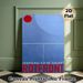 Abstract Geometric Painting Poster, Minimalist Blue-toned Poster With Bold Red Circle & White Lines, Sleek Modern Decor For Living Room, Office Wall_maomaolike.com