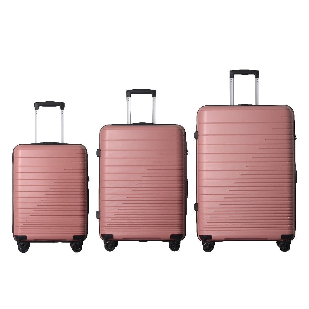 Luggage Set 3 Piece, PP Hardshell Carry On Suitcase With Spinner Wheels & TSA Lock, Lightweight Suitcases For Business, Trip, (20"/24"/28"), Pink_maomaolike.com