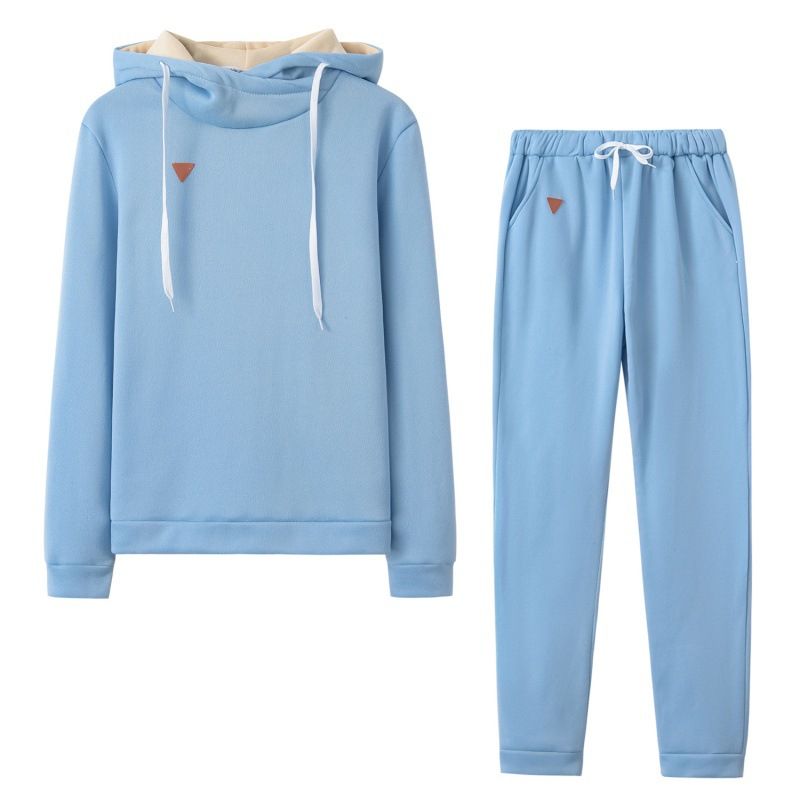Women's Clothing Autumn and Winter Women's Clothing Hot Style Fleece Fashion Leather Badge Long Sleeve Hooded Casual Sports Suit_maomaolike.com