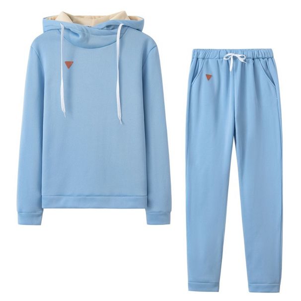 Women's Clothing Autumn and Winter Women's Clothing Hot Style Fleece Fashion Leather Badge Long Sleeve Hooded Casual Sports Suit_maomaolike.com