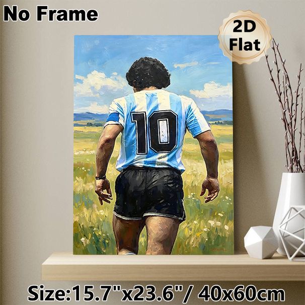 Soccer Player #10 Jersey Painting Poster, Vibrant Impasto Style Athlete In Open Field Poster, Artistic Sports-themed Wall Decor Ideal For Home, Game_maomaolike.com