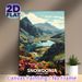 Snowdonia National Park Landscape Painting Poster, Vibrant Retro-style Mountain, Lake & Wildflower Scene Poster, Nature-themed Decor Ideal For Living_maomaolike.com