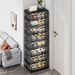 6 Tiers 12 Pairs Hard Plastic Shoe Storage Organizer Cabinet For Entryway, Large Stackable Collapsible Sneaker Shoe Box Organizer For Closet, Portable Folding Shoe Cabinet With Doors, Black_maomaolike.com