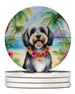 Tibetan Terrier Luau Large Sandstone Coasters Pack Of 4 Absorbent Round Coasters Decor Gifts For Men Or Women, 4 In, Multicolor_maomaolike.com