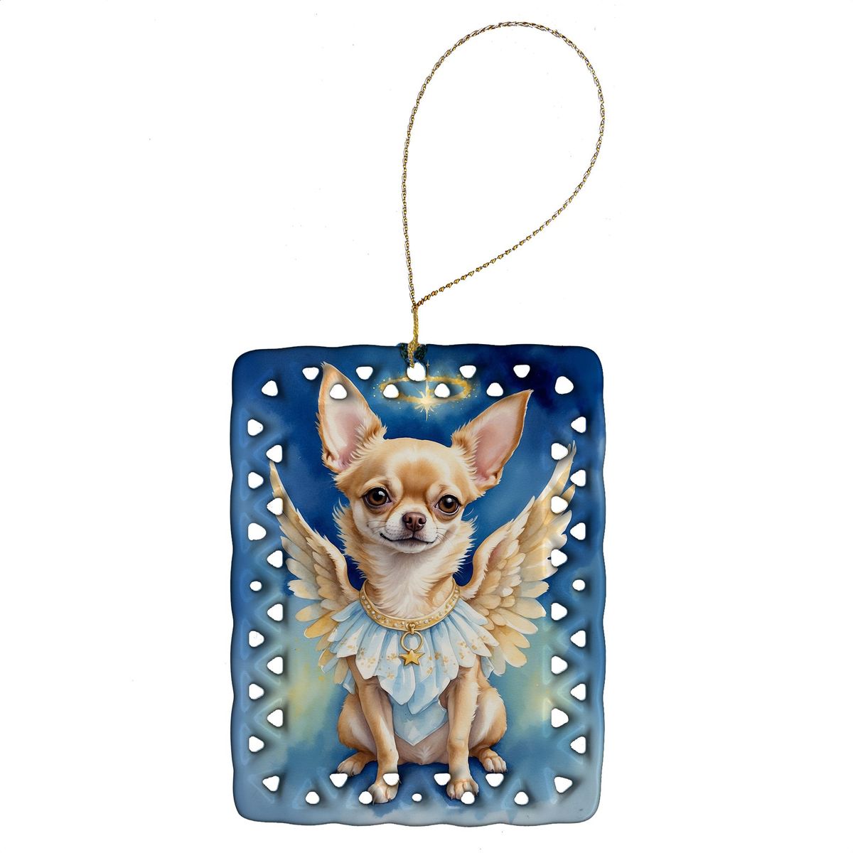 Chihuahua My Angel Porcelain Ornament Christmas Tree Hanging Decorations For Home Christmas Holiday, Rectangle, Gift, Multicolor_maomaolike.com