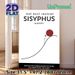 Sisyphus Themed Motivational Painting Poster, Minimalist Line Art Poster With Stick Figure & Red Boulder, Inspirational Quote Decor For Home Office_maomaolike.com