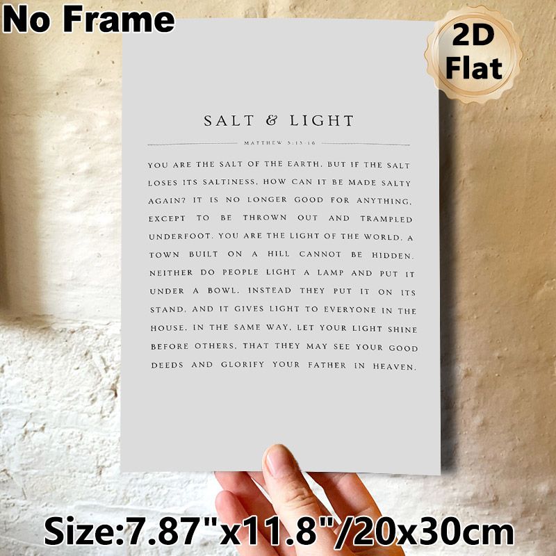 Salt & Light Bible Verse Painting Poster, Minimalist Typographic Text Poster, Inspirational Religious Scripture Decor Idea For Home, Living Room_maomaolike.com