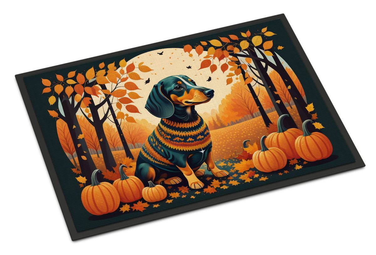 Dachshund Fall Doormat Front Door Mat Indoor Outdoor Rugs For Entryway, Non Slip Washable Low Pile, 24H X 36W_maomaolike.com