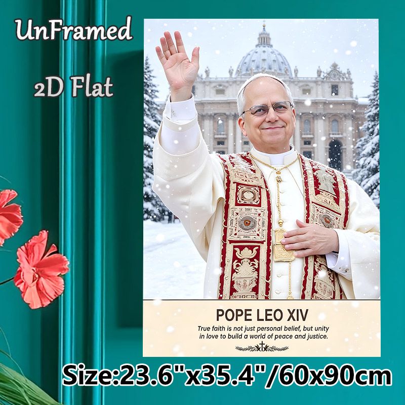 Pope Leo XIV Religious Painting Poster, Serene Warm-toned Snowy Vatican Scene Poster, Inspirational Faith-themed Decor Ideal For Home, Prayer Room_maomaolike.com