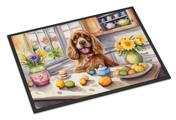 Decorating Easter Cocker Spaniel Doormat Front Door Mat Indoor Outdoor Rugs For Entryway, Non Slip Washable Low Pile, 24H X 36W_maomaolike.com