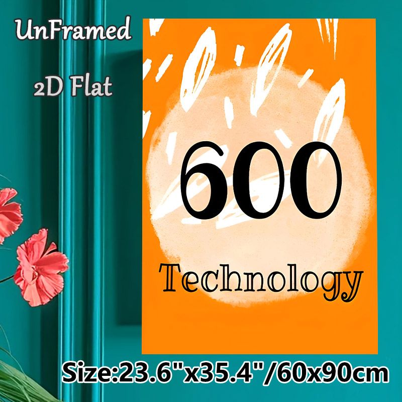 600 Technology Themed Painting Poster, Vibrant Orange Watercolor Style Poster, Eye-catching Graphic Decor Ideal For Tech Workspace, Office And Study_maomaolike.com