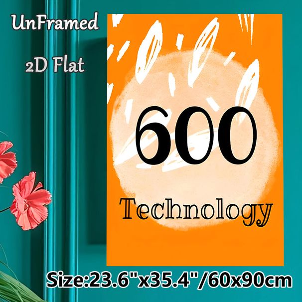 600 Technology Themed Painting Poster, Vibrant Orange Watercolor Style Poster, Eye-catching Graphic Decor Ideal For Tech Workspace, Office And Study_maomaolike.com