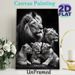 Lion Family Painting Poster, Monochrome Realistic Lion Group Portrait Poster, Warm Wild-themed Decor Ideal For Living Room, Office_maomaolike.com