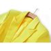 Women's bright yellow suit jacket feather decoration fashion stitching party top_maomaolike.com