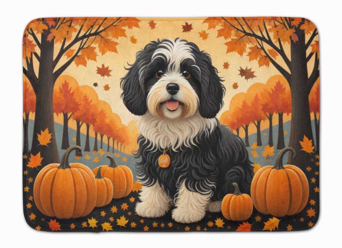 Havanese Fall Memory Foam Kitchen Mat Machine Washable Anti-Fatigue Mat Cushion Comfort Bath Mat Or Kitchen Rug_maomaolike.com