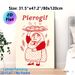Pierogi Themed Painting Poster, Vintage Red Line Art Poster, Warm Homely Design Featuring Cheerful Lady With Steaming Pierogi Platter, Ideal For_maomaolike.com
