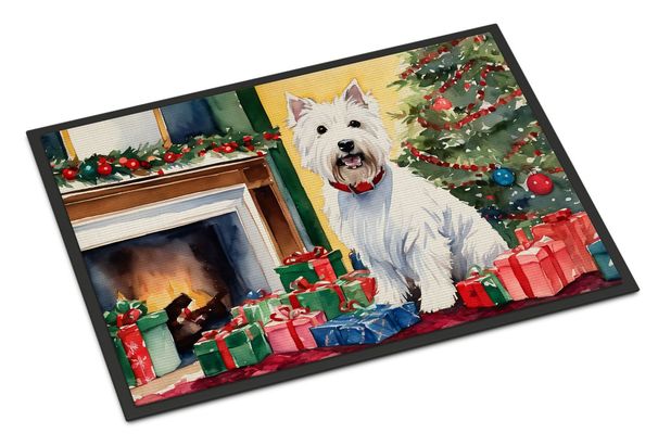 Westie Cozy Christmas Doormat Front Door Mat Indoor Outdoor Rugs For Entryway, Non Slip Washable Low Pile, 24H X 36W_maomaolike.com