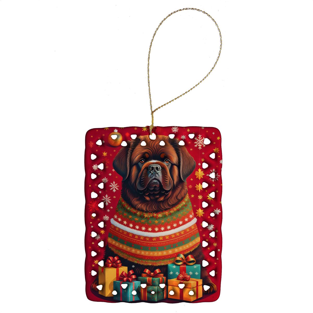 Newfoundland Holiday Christmas Porcelain Ornament Christmas Tree Hanging Decorations For Home Christmas Holiday, Rectangle, Gift, Multicolor_maomaolike.com