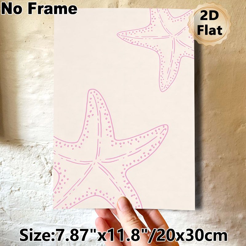Starfish Themed Painting Poster, Soft Pink Minimal Line-style Starfish Poster, Calming Ocean-themed Decor Suitable For Bathroom, Bedroom And_maomaolike.com