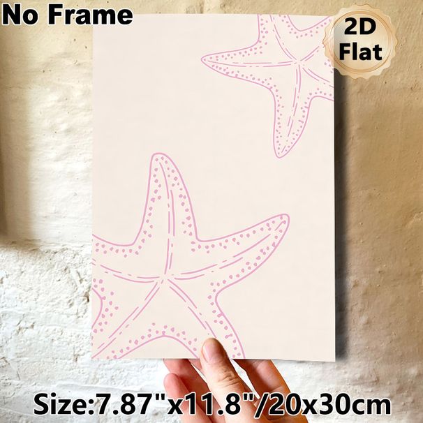 Starfish Themed Painting Poster, Soft Pink Minimal Line-style Starfish Poster, Calming Ocean-themed Decor Suitable For Bathroom, Bedroom And_maomaolike.com