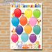 Spanish Birthday Calendar Painting Poster, Colorful Cute Cartoon Animal & Balloon Poster, Ideal For Tracking Monthly Birthdays, Suitable For Office_maomaolike.com