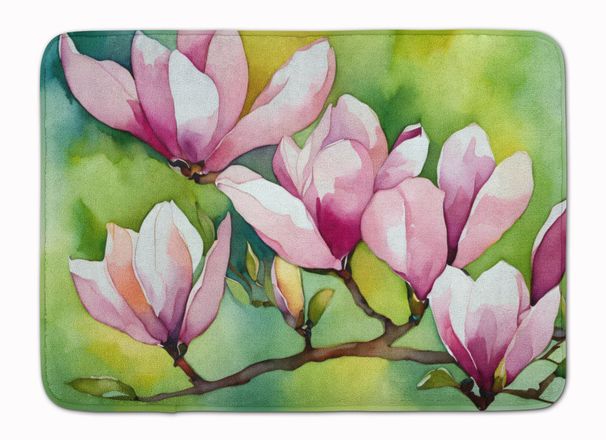 Mississippi Magnolia In Watercolor Memory Foam Kitchen Mat Machine Washable Anti-Fatigue Mat Cushion Comfort Bath Mat Or Kitchen Rug_maomaolike.com