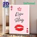 Queen Of Hearts Poker Themed Painting Poster, Stylish Minimalist Pink Poster With Crown, Lip Print & "Rise & Slay" Quote, Inspirational Wall Decor For_maomaolike.com