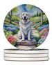 Great Pyrenees Spring Path Large Sandstone Coasters Pack Of 4 Absorbent Round Coasters Decor Gifts For Men Or Women, 4 In, Multicolor_maomaolike.com