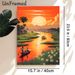 Riverside Sunset Village Landscape Painting Poster, Warm-hued Idyllic Riverside Scene Poster, Serene Tranquil Decor Suitable For Living Room, Bedroom_maomaolike.com