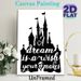 Castle Themed Painting Poster, Minimalist Black Silhouette Castle With Inspirational Quote Poster, Warm Motivational Decor Idea For Bedroom, Living_maomaolike.com