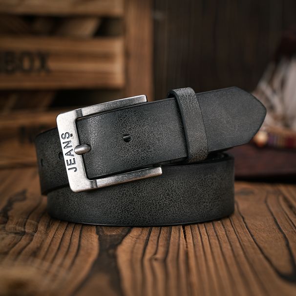 A Men's And Women's Casual Retro Western Style! PU Leather Belt With Metal Buckle, Suitable For Daily Work Wear_maomaolike.com