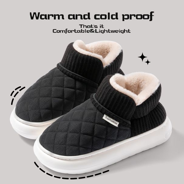 Winter Thick Soled Anti Slip Warm Shoes With Fleece Bag And Cotton Slippers For External Wear_maomaolike.com
