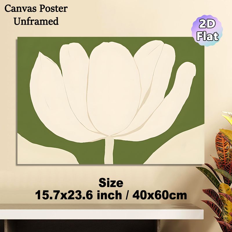 White Tulip Painting Poster, Minimalist Muted-tone Floral Poster, Soft Elegant Botanical Artwork, Ideal For Living Room, Bedroom And Office Decor_maomaolike.com