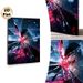 Anime Warrior Girl Painting Poster, Vibrant Shattered Glass Effect Anime Style Poster, Striking Dark-haired Warrior With Glowing Pink Blade_maomaolike.com