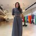 Women's Clothing fashion striped print navel baring top high waist wide leg pants suit_maomaolike.com