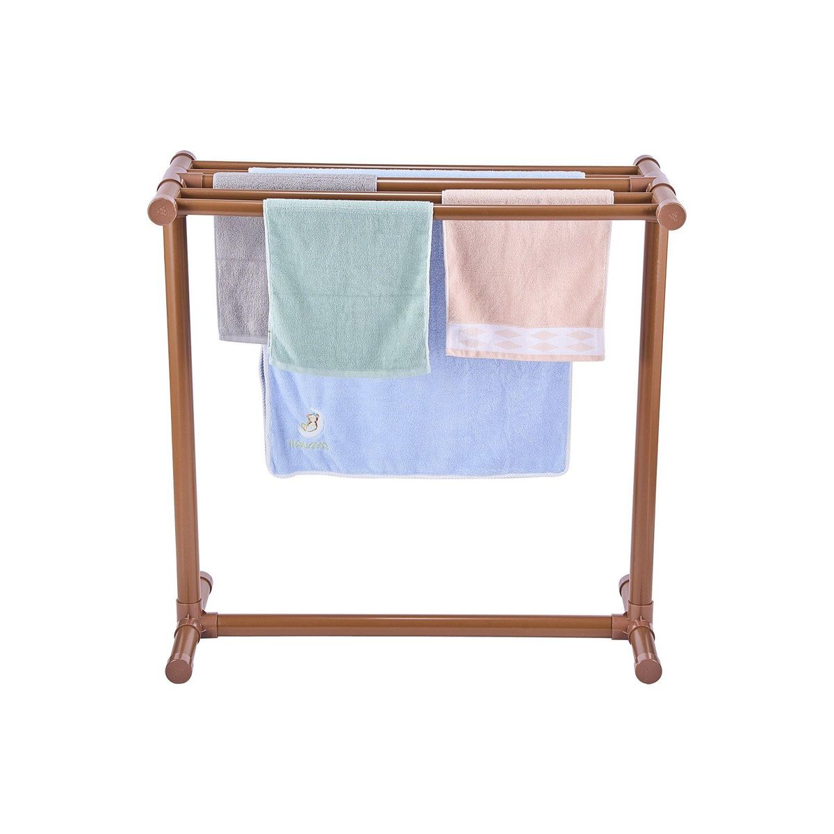 VEVOR Pool Towel Rack, 5 Bar, Brown, Freestanding Outdoor PVC T-Shape Poolside Storage Organizer, Include 8 Towel Clips, Mesh Bag, Hook, Also Stores Floats And Paddles, For Beach, Swimming Pool, Home_maomaolike.com