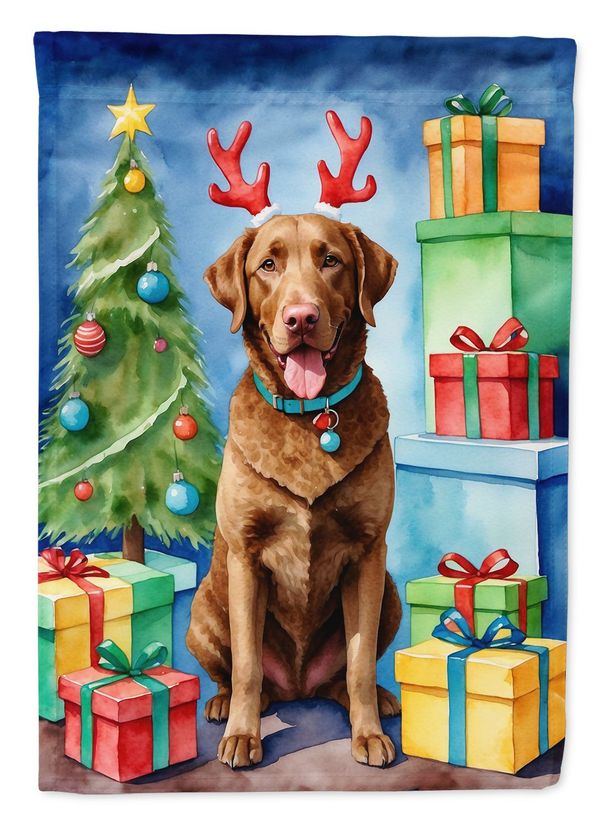 Chesapeake Bay Retriever Christmas Reindeer Garden Flag Mailbox Flag Decorative Yard Flag Banner Outside Patio Artwork Yard Flower Beds, Garden Size, Multicolor_maomaolike.com